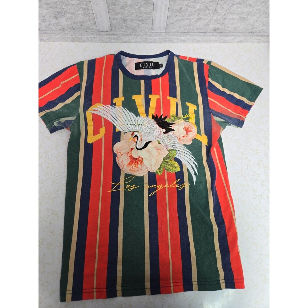Civil Regime T-Shirt - Small Bird Embroidary Los Angeles Wash faded